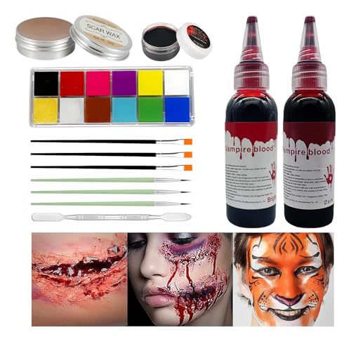 Kit de maquilhagem facial pinturas faciais para o Halloween (colorido)