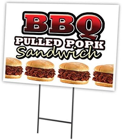 BBQ Pulled Pork 12"x16" Yard Sign & Stake | Advertise Your Business | Stake Included Double Sided Image | Made in The USA