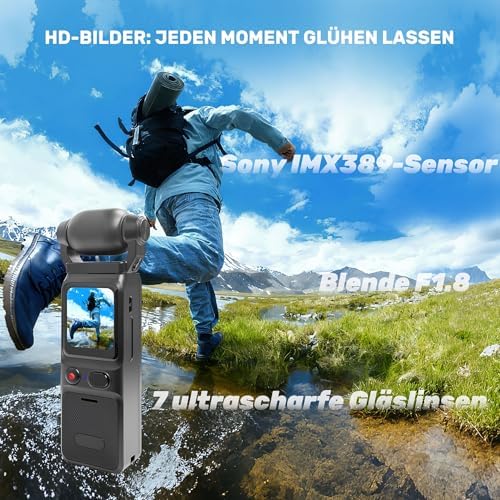 Bild 1 - Vlogging-Kamera 4K, 6 Achsen-Stabilisierung,Kleine Videokamera WiFi für Fotografie, Mini Bodycam Körperkamera, POV/Pocket Kamera, Sports Action Cam,Tragbare Kabellose Actionkamera für Outdoor