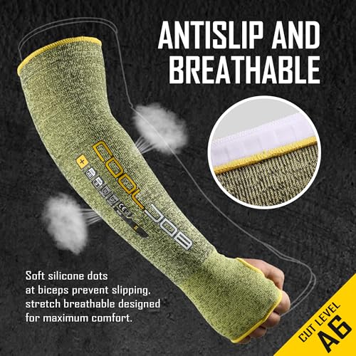 COOLJOB A6 Cut Resistant Sleeves for Gardening Pruning Fishing, 18” Arm Protection for Gardener Farmer, UPF 50+ Sun Protector3