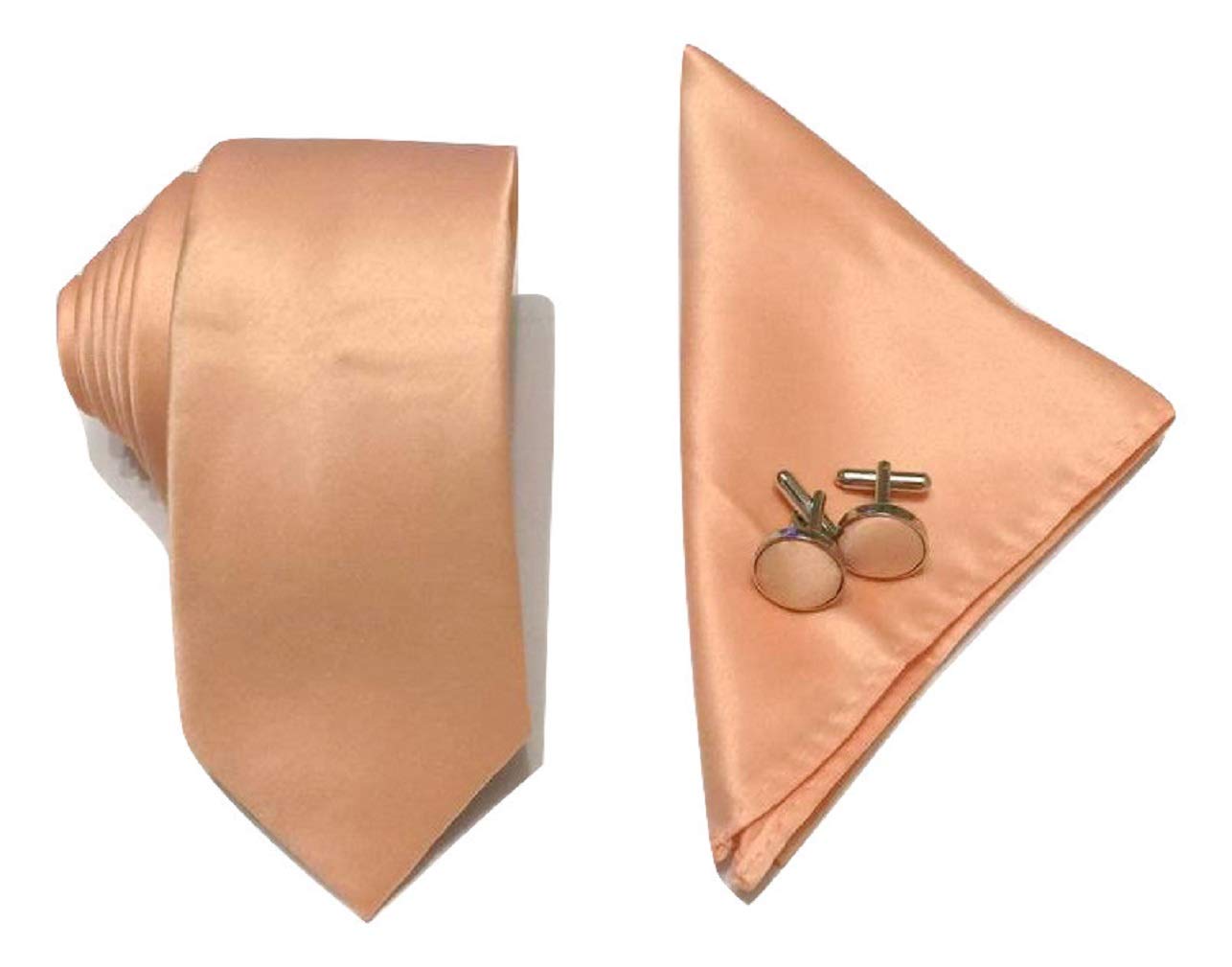L&L® Peach pink Collection Woven Paisley Jacquard Knitted Satin Tie (Skinny tie set 5cm)