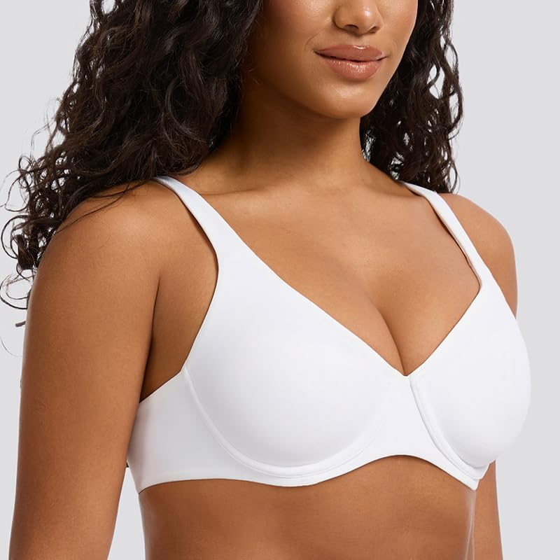 MELENECA Biustonosz Minimizer z Dekoltem w Serek (V-neck) — z Fisbiną, Plus Size, Plunge, Bez Wypełnienia, Bezszwowy (T-shirt)