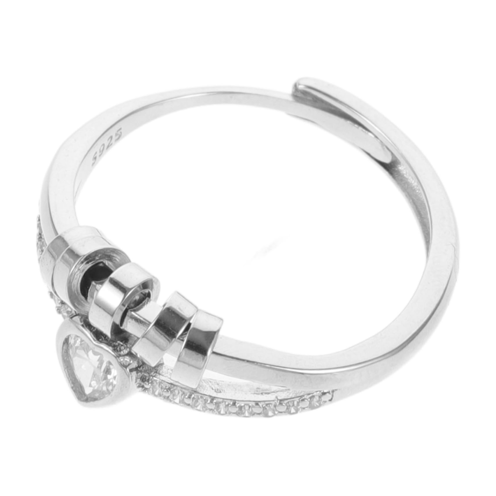 Holibanna Adjustable Heart Rhinestone Ring for Women Bead Ring Trendy Jewelry for Birthday Christmas Graduation