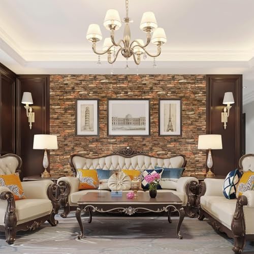 Image of 3D Brick Wallpaper for Wall | Self Adhesive PE Foam DIY Panel | Peel & Stick Decor for Home, Living, Bedroom & Office (70 x 77 cm, Appx 5.8 Sq Ft) (1, Brown Brick)