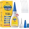 CA Glue Thin Viscosity Kit, 1.75 oz. Cyanoacrylate Glue, Super Glue for Precision Repairs, Wood, Plastic, Model Building, Crafts, and 3D Printing, Fast-Drying Adhesive for Tight Spaces and Cracks