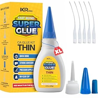 CA Glue Thin Viscosity Kit, 1.75 oz. Cyanoacrylate Glue, Super Glue for Precision Repairs, Wood, Plastic, Model Building, Crafts, and 3D Printing, Fast-Drying Adhesive for Tight Spaces and Cracks