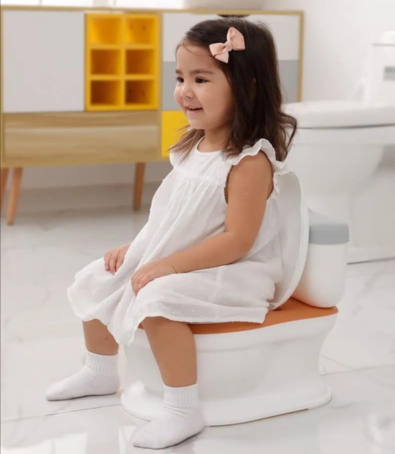 Potty Baby Potty Training Seat Chair Realistic Potty Training Toilet Looks and Feels Like an Adult Toilet for Toddlers & Kids Easy to Empty and Clean (GREY)