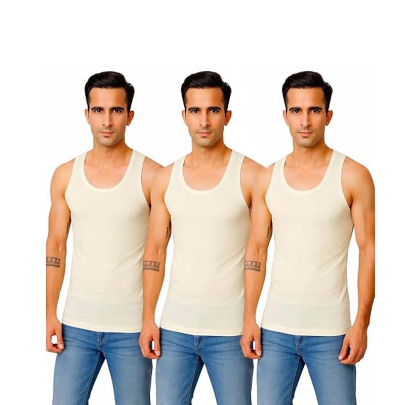 kothari Men's Cotton Ribbed Vest Round Neck Gym Vest Soft Breathable Innerwear Stretch Comfortable Casual Undershirt-picture-34