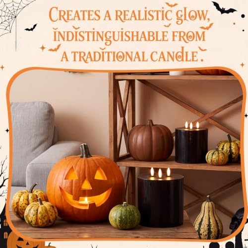 Image of Retisee 1 Pack Black Extra Large Flameless Candles 6 inchx6 inch Remote Control