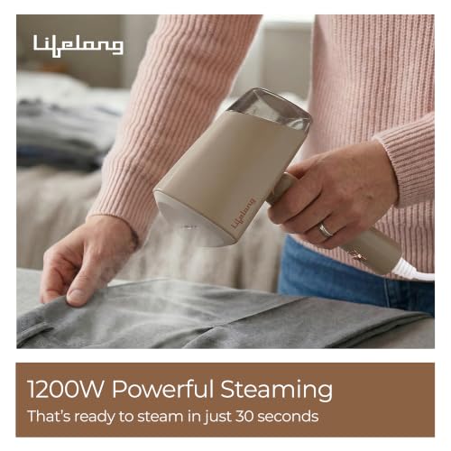 Image of Lifelong Garment Steamer | 1200W Wrinkle Remover, 90 Foldable, 130ml Detachable Water Tank, Fast Heat Up in 30 Seconds | Portable Vertical Steamer for Clothes | Handheld Steam Iron for All Fabrics
