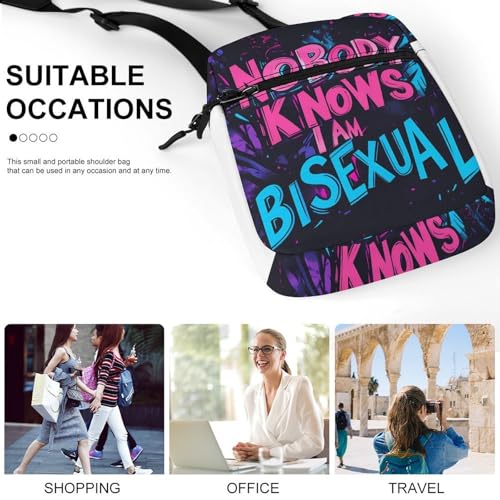 Nobody Knows I Am Bisexual Women's Cute Small Mini Crossbody Bag Top Zip Sling Square Shoulder Bags4