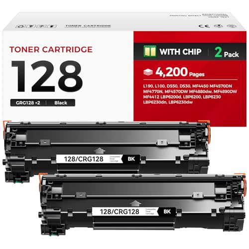 128 Toner Cartridge Black 2-Pack Replacement for Canon 128 CRG-128 Toner Compatible with Canon ImageCLASS D550 D530 MF4410 MF4412 MF4420 MF4452 MF4450 MF4770n MF4570 MF4800 Faxphone L190 L100 Printer
