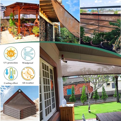 Terrasse ombragée sans surchauffe grâce au filet perméable avec œillets - 5