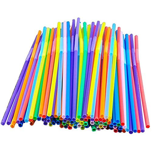 KHIIen 8-1000-Pack Extra Long Plastic Drinking Straws,BPA Free Extra Long Straws Bendy Disposable Flexible Straws, Party Fancy Straws 20.8x0.6cm