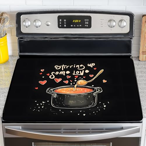 Image of Stove Top Cover for Electric Stove,Glass Stove Top Cover, Heat Resistant Glass Cooktop Cover, Stovetop Protector, Kitchen Decor, Dish Drying Mats Cover for Ceramic Washer Top 28.5x20.5 inch