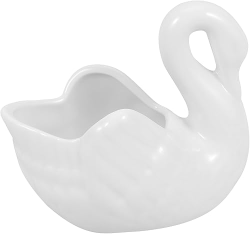 Miniatura 6 de Decoración del hogar, decoración del hogar, maceta de cerámica blanca con forma de cisne, maceta de porcelana con forma de cisne, maceta para