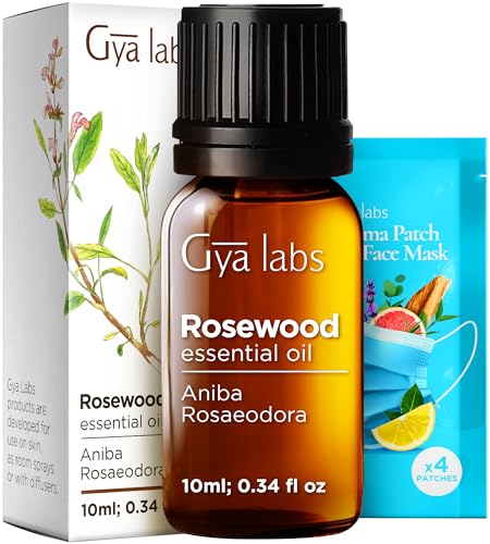 Gya Labs Rosewood Essential Oil - 0.34 Fl Oz - for Hair, Skin, Diffuser, Aromatherapy & DIY Candle Making Scent