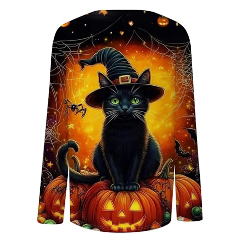Halloween Shirts for Women Long Sleeve Plus Size Fashion Crewneck Comfortable Tshirts Halloween Costumes for Women