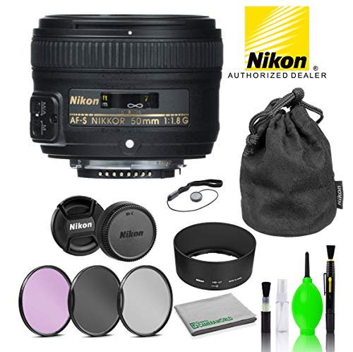 Nikon AF-S NIKKOR 50mm f/1.8G Lens USA (2199) with Bundle Package Deal Kit