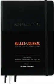 LEUCHTTURM1917 The Official Bullet Journal Edition 2 – Caderno construído para BuJo, médio A5 204 páginas de papel de 120 g/m², com guia de bolso Bujo (preto)