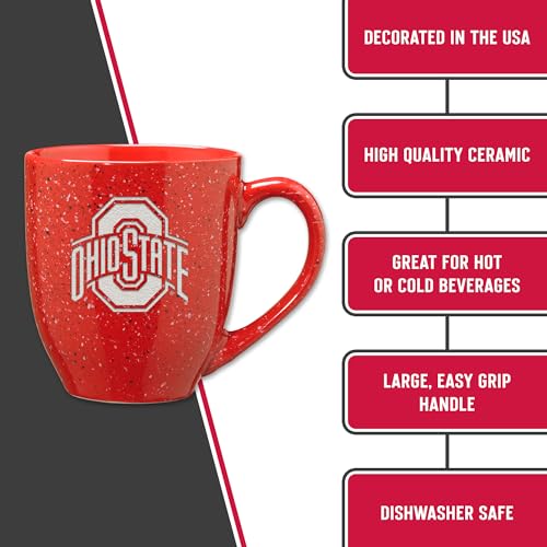 Image of Rico Industries NCAA Ohio State Buckeyes Red Personalized 16oz Team Color Laser Engraved Speckled Ceramic Coffee Mug