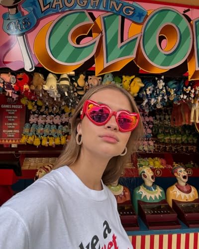 TYA Heart Shaped Sunglasses for Women Men Oversized Wrap Around Funky Rave LOVE Chunky Sun Glasses Fun Shades3