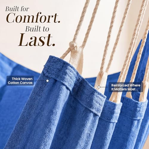 Image of Hanging Hammock Chair Swing - Hanging Chair Outdoor & Indoor - Hammock Swing Chair - Quick & Easy Setup with Hardware Kit - Durable & Spacious Full Body Support - Holds 440 Lbs
