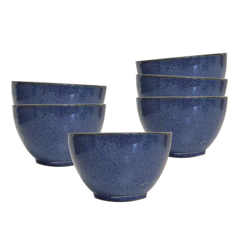 Normandie 6 Bolées à cidre en grès bleues 20 cl - Faites à la main