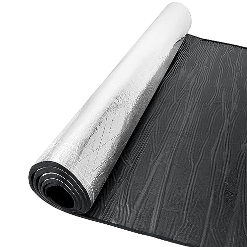 10M x 32CM Self Adhesive Reflective Aluminium Foam Insulation 7mm Thick Aluminum Bubble Heat Thermal Reflector Panels Foil Insulation Roll for Floors Roofs Garage Doors and Camper Vans