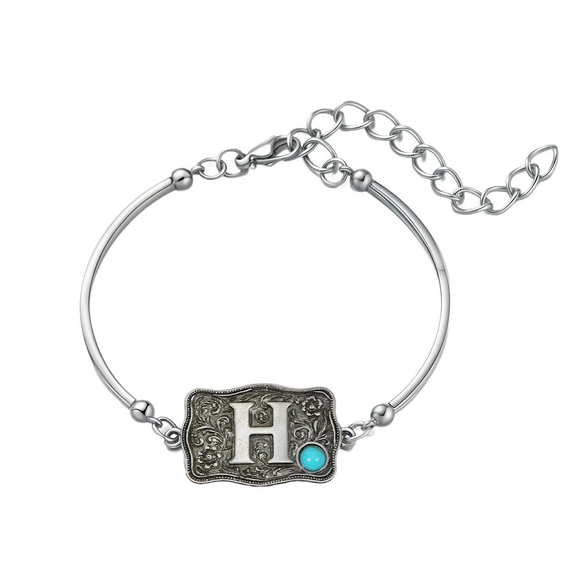 Belt Buckle Bracelet Initial Letter A-Z Bracelets Western Cow Tag Bracelet Belt Buckle Necklace Western Style Initial Letter Pendant Necklace
