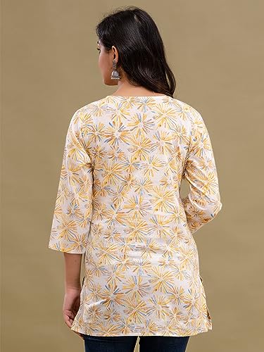 Image of feranoid Women Cotton Printed Straight Short Kurti
