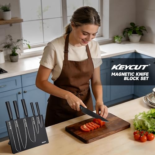 6 Pieces Knife Set with Foldable Magnetic Knife Block, Japanese Knife Sets, High-Grade 5CR - image 7