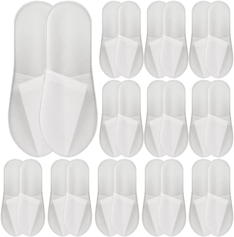 FOMIYES Disposable White Slippers 20 Pairs Unisex Non- Closed Toe Cotton Slippers Breathable Spa for Men Women Hotel Home Guest Massage Travel Salon Plane Party