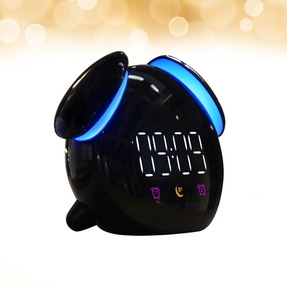 Reloj Despertador Luz de Inducción Creativo Negro Forma de Hongo y Pantalla de Brillo Día y Noche, Material Plástico Resistente para Dormitorio