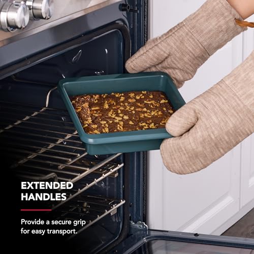 Image of KitchenAid Nonstick Swiss Engineered Aluminized Steel Square Cake Pan, Dishwasher Safe, Agave, 9 Inch