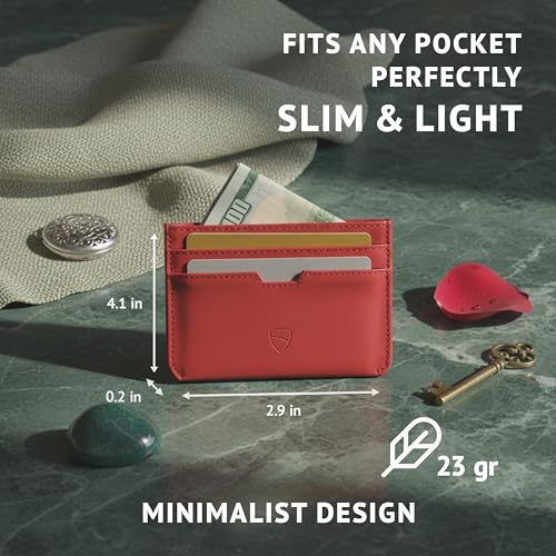 Image of Vaultskin MOORGATE Slim Card Holder - Minimalist Leather Wallet with RFID Blocking, Front Pocket Credit Card Case for Men & Women