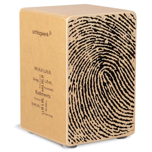 Schlagwerk CP83 Rudiments Series Snare Cajon l Natural Birch Playing Surface with Fingerprint Design l SPL Resonance Box l Fixed Wire Snares l Manufactured in Germany l Medium Size