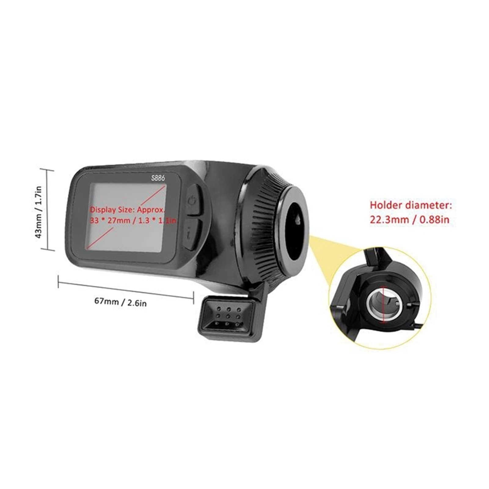 2 4V / 36V / 48V S886 LCD Panneau d'affichage Panneau d'accélérateur for vélos électriques adaptés au Scooter E-Scooter Pièces de Scooter