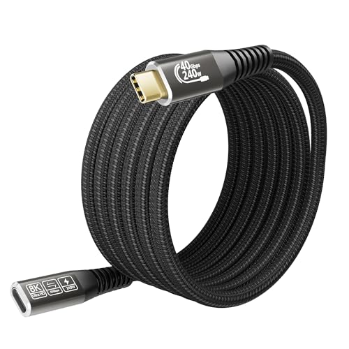 CAKOBLE USB4 verlängerungskabel 2m, 240W Thunderbolt 4 kabel Ladekabel USB C 40Gpbs Datentransfer 8K@60Hz PD3.1 USB C Verlängerung 4.0 kabel,mit i-Phone 15, MacBook i-Pad Pro, Samsun g S24/S22/S20