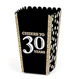 Adult 30th Birthday - Gold - Birthday Party Favor Popcorn Treat Boxes - Set of 12