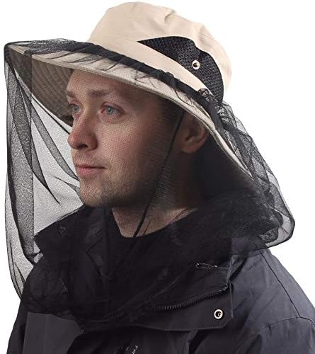 Beekeepers Hat w/Removable Mosquito Head Net for Outdoors UV Protective KH Khaki