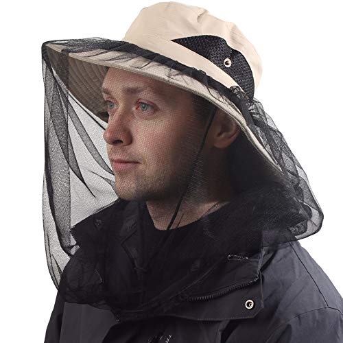 Beekeepers Hat w/Removable Mosquito Head Net for Outdoors UV Protective KH Khaki