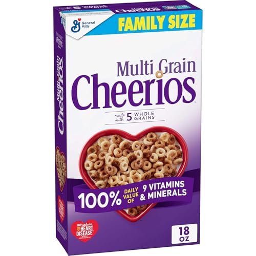 Image of Cheerios Multi Grain, Breakfast Cereal, Gluten Free, Whole Grain Oats, 18 oz (Pack of 8)