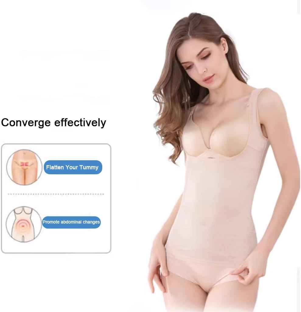 Shapewear Tank Tops for Women Open Bust Slimming Tummy Control Shaping Compression Cami Vest with Wide Straps