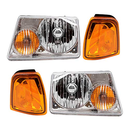 Halogen Headlights fit 2001-2005 Ford Ranger Set w/ Corner Park Signal Lights
