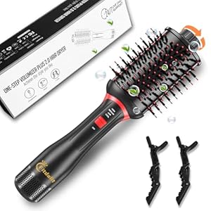 Fitdafit 1200W Warmluftbürste Rundbürstenföhn Stylingbürste Föhnbürste Heißluftbürste, Ein Schritt Haartrockner Volumenbürste Heißluftkamm, 4-in-1 Ionen Hairstyler Volumizer Glättbürste Bürste