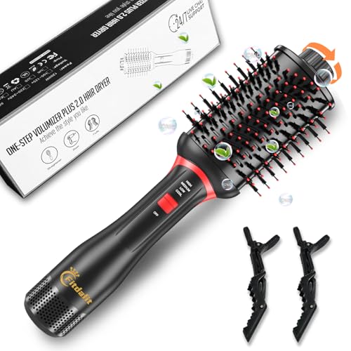 Brosse de sèche-cheveux, pinceau à air chaud pour séchage rapide, styler et volumiseur de sèche-cheveux en une étape, 4 pouces de style à air chaud...
