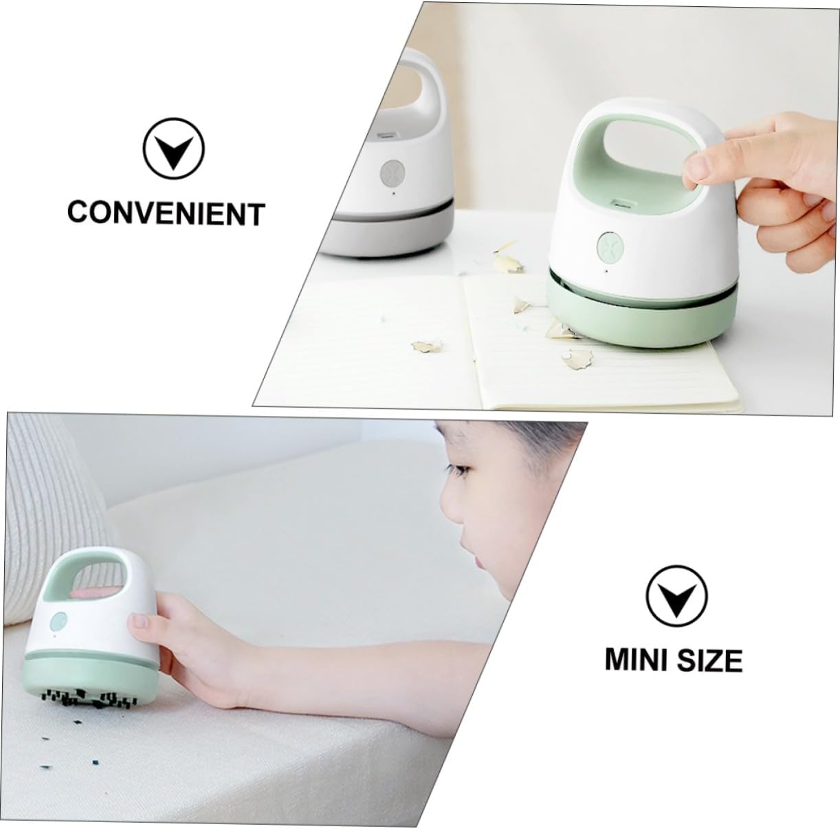 Portable Handheld Desk Dust Cleaner USB Rechargeable Mini Table Vacuum with Suction for Home Office Car School Use