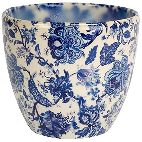 Ivyline Monza Vintage Blue Ceramic Planter Cover