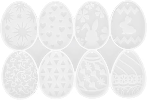 PRETYZOOM Moldes de silicona para huevos de Pascua moldes para llavero de huevos de Pascua moldes de resina de huevo de conejo moldes de fundición
